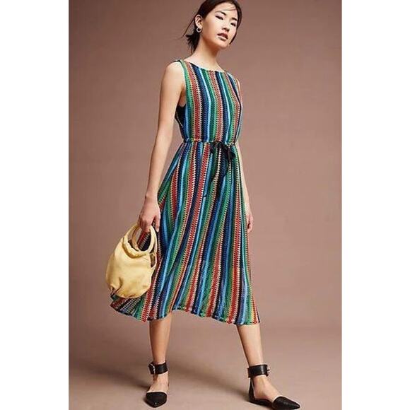 Anthropologie Eva Franco Crochet Multicolor Sleeveless Dress Size 2 - Picture 1 of 9